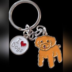 Adorable Poodle Dog Keychain with Paw Charm